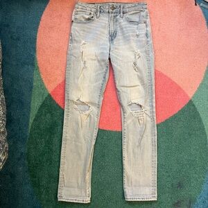 American Eagle Men’s Jeans Athletic 29 x 32 Airflex+ Light Wash Denim Distressed